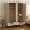 Dmora - Guardaroba 3 Ante Augustine, Mobile Camera da Letto, Cabina Armadio portabiti, Armadio Appendiabiti, 150x60 h200 cm, Rovere