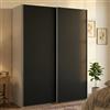 Dmora Guardaroba 2 Ante Elvire, Mobile Camera da Letto, Cabina Armadio portabiti, Armadio Appendiabiti, 150x61 h200 cm, Bianco e Nero