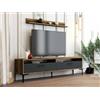 Dmora Parete attrezzata Edasich, Composizione Soggiorno, Mobile Salotto Multiuso, Armadio Porta TV, 180x35h47 cm, Noce e Antracite