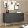 Dmora - Credenza Florence, Buffet da soggiorno, Madia da salotto, Dispensa da cucina, 147x39 h82 cm, Grigio