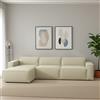 Talamo Italia - Divano fisso con penisola Licia, Divano componibile con chaise longue sinistra, Sofà moderno in tessuto, 100% Made in Italy, Cm 340x170h70, Beige