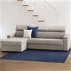 Dmora Divano Fisso con penisola Eliana, Sofà in Tessuto, Chaise Longue Contenitore Sinistra, Braccioli Slim, 100% Made in Italy, Cm 280x95h85, Tortora