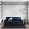 Dmora Divano Fisso 3 posti Alba, Sofà Soggiorno in Tessuto, Braccioli Slim, 100% Made in Italy, Cm 200x95h90, Blu