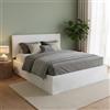 Talamo Italia - Letto matrimoniale Cleneide, Set testata in ecopelle con rete ortopedica e mantovana, 100% Made in Italy, con materasso incluso, Cm 160x190, Tortora