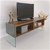 Dmora - Mobile porta TV Algorab, Credenza da soggiorno, Armadio basso per TV, Base parete attrezzata, 120x35h45 cm, Noce