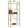 Dmora - Libreria Martone, Scaffale da ufficio, Mobile portalibri, Biblioteca, 90x34 h180 cm, Bianco e Oro