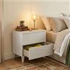 Dmora Comodino Nashville 34x50x49h cm Bianco Lucido 2 Cassetti Un Ripiano, Apertura Scorrevole