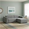 Talamo Italia - Divano fisso con penisola Lidia, Divano componibile con chaise longue destra, Sofà moderno in tessuto, 100% Made in Italy, Cm 240x170h70, Grigio
