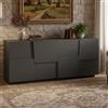 Dmora - Credenza Yago, Buffet da soggiorno, Madia da salotto moderna con 4 ante, 200x44h86 cm, Antracite