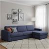 Dmora Divano Letto con penisola Alicya, Sofà con penisola Contenitore Reversibile, Braccioli Standard, 100% Made in Italy, Cm 280x95h90, Blu