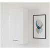 Dmora Pensile Opaco A Un'Anta Con Due Ripiani In Vetro, Made In Italy, Cm 34 X 22 X 71, Colore Bianco