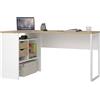 Dmora - Scrivania Patience, Scrittoio multiuso, Tavolo per ufficio porta PC, Piano di lavoro, 145x81 h77 cm, Bianco e Quercia