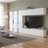 Dmora Parete Attrezzata Carmelo 30x340x180h cm Bianco Lucido 23 Ripiani 5 Ante, Apertura Battente e a Ribalta Made in Italy