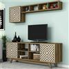 Dmora - Mobile porta TV Nair, Credenza da soggiorno, Armadio basso per TV, Base parete attrezzata, 160x35h56 cm, Noce e Bianco