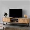 Dmora - Mobile porta TV Themis, Credenza da soggiorno, Armadio basso per TV, Base parete attrezzata, 180x40h50 cm, Nero e Quercia