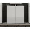 Dmora Mobile sottolavabo Orkney, Mobiletto da Bagno, Contenitore Porta lavabo, Armadio per lavandino, Made in Italy, Bianco Lucido, 60x34h62 cm