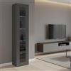 Dmora - Vetrina Vladimiro, Credenza a 1 anta con ripiani in vetro, Mobile da soggiorno multiuso, 100% Made in Italy, cm 40x30h180, Antracite