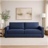 Dmora Divano Fisso 2 posti Manuela, Sofà Soggiorno in Tessuto, Braccioli Standard, 100% Made in Italy, Cm 200x95h90, Blu