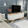Dmora - Mobile porta TV Aludra, Credenza da soggiorno, Armadio basso per TV, Base parete attrezzata, 180x43h60 cm, Quercia e Bianco