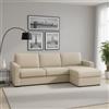 Dmora Divano Fisso con penisola Debora, Sofà ad Angolo, Penisola Contenitore Reversibile, Braccioli Slim, 100% Made in Italy, Cm 260x95h90, Beige
