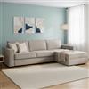 Talamo Italia - Divano letto con penisola Adelia, Sofà con apertura girevole, Penisola contenitore Destra, Braccioli slim, 100% Made in Italy, Cm 260x95h90, Tortora