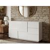 Dmora - Credenza Xavier, Buffet da soggiorno, Madia da salotto con 2 ante e 3 cassetti, 180x44h86 cm, Bianco lucido