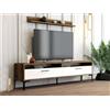 Dmora - Parete attrezzata Edasich, Composizione soggiorno, Mobile salotto multiuso, Armadio porta TV, 180x35h47 cm, Noce e Bianco