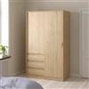 Dmora - Guardaroba 2 ante Clemence, Mobile camera da letto, Cabina armadio portabiti, Armadio appendiabiti, 119x60 h200 cm, Rovere