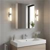 Dmora Mobile Pensile 21x65h cm Bianco Bianco Lucido Specchio Incluso Apertura Battente, Un'anta
