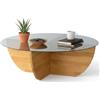 Dmora - Tavolino da salotto Phoebe, Tavolo basso da caffè, Portariviste per divano, Ripiano da soggiorno, 90x90h30 cm, Rovere
