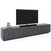 Dmora - Mobile porta TV Lucas, Credenza bassa da soggiorno, Base porta televisione, 100% Made in Italy, cm 244x44h46, Ardesia