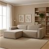 Talamo Italia - Divano fisso con penisola Nadia, Divano componibile a 2 posti con penisola sinistra, Sofà in tessuto, 100% Made in Italy, Cm 220x170h70, Tortora