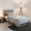 Talamo Italia Letto Singolo Luna, Letto Contenitore con Rivestimento in Tessuto, 100% Made in Italy, Apertura Laterale, Adatto per Materasso Cm 80x190, Grigio