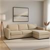 Dmora Talamo Italia - Divano fisso con penisola Maia, Divano ad angolo, Sofà con penisola contenitore Destra, Braccioli slim, 100% Made in Italy, Cm 260x95h90, Beige