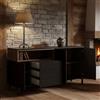 Dmora - Credenza Madeleine, Buffet da soggiorno, Madia da salotto, Dispensa da cucina, 176x48 h90 cm, Nero e Noce