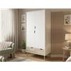Dmora Guardaroba 2 Ante Celestine, Mobile Camera da Letto, Cabina Armadio portabiti, Armadio Appendiabiti, 99x58 h200 cm, Bianco e Quercia