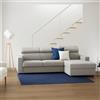 Dmora Talamo Italia - Divano fisso con penisola Marica, Sofà ad angolo con chaise longue destra in tessuto, Braccioli standard, 100% Made in Italy, Cm 280x95h85, Tortora