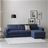 Dmora Divano Fisso con penisola Debora, Sofà ad Angolo, Penisola Contenitore Reversibile, Braccioli Slim, 100% Made in Italy, Cm 260x95h90, Blu