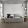 Dmora Divano Fisso 3 posti Alba, Sofà Soggiorno in Tessuto, Braccioli Slim, 100% Made in Italy, Cm 200x95h90, Grigio
