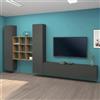 Dmora Parete Attrezzata Denis 30x270x180h cm Nero Antracite 18 Ripiani 3 Ante, 21 Vani Made in Italy