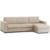 Dmora Talamo Italia - Divano letto con penisola Alicya, Sofà con penisola contenitore reversibile, Braccioli standard, 100% Made in Italy, Cm 280x95h90, Beige
