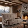 Dmora Talamo Italia - Divano letto 2 posti Alisee, Sofà con apertura a carrello in tessuto imbottito, Cuscini inclusi, 100% Made in Italy, Cm 125x90h85, Tortora