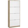 Dmora - Scarpiera Natalie, Mobile portascarpe, Armadio da ingresso multiuso, Mobiletto per calzature, 70x24 h162 cm, Quercia e Bianco lucido