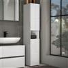 Dmora - Mobile colonna Nigel, Pensile bagno o cucina, Armadio alto multifunzione, Mobiletto multiuso, Made in Italy, 34x34h180 cm, Bianco lucido
