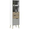 Dmora - Libreria Sandrine, Scaffale da ufficio, Mobile portalibri, Biblioteca, 50x39 h171 cm, Bianco e Quercia