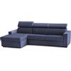 Dmora Talamo Italia - Divano letto con penisola Alda, Sofà apertura girevole, Penisola contenitore Sinistra, Braccioli standard, 100% Made in Italy, Cm 280x95h85, Blu