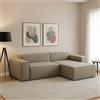 Talamo Italia - Divano fisso con penisola Patrizia, Divano componibile a 2 posti con penisola destra, Sofà in tessuto, 100% Made in Italy, Cm 220x170h70, Tortora