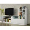 Dmora - Mobile porta TV Alni, Credenza da soggiorno, Armadio basso per TV, Base parete attrezzata, 164x25h91 cm, Bianco