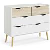 Dmora - Cassettiera Caroline, Settimino multiuso, Comò camera da letto, Mobile con cassetti, 98x39 h81 cm, Bianco e Quercia