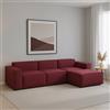 Talamo Italia - Divano fisso con penisola Giovanna, Divano componibile con penisola destra, Sofà moderno in tessuto, 100% Made in Italy, Cm 300x170h70, Rosso